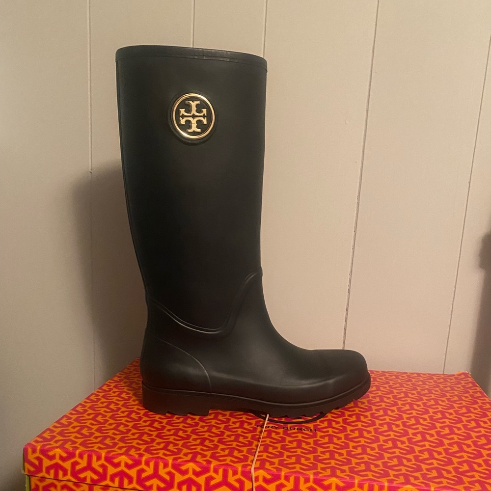 Brand New Tory Burch Black Rainboots